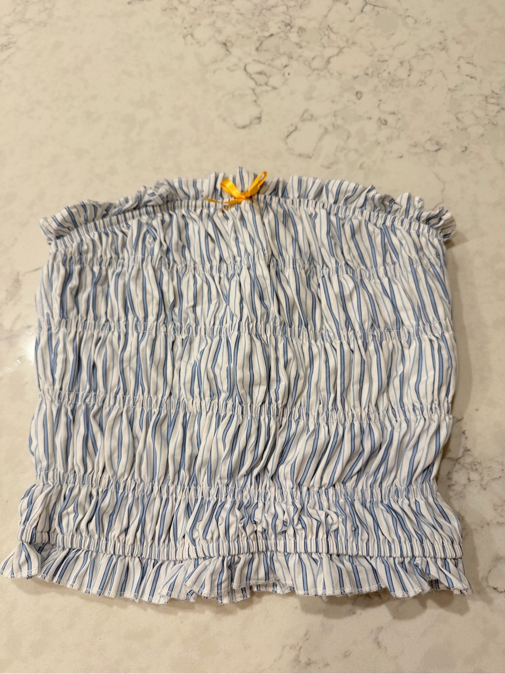 Bailey Rose Blue & White Smocked Strapless Tube Top | Belly Bay | XS - Picture 2 of 4